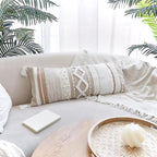 Decorative Boho Lumbar Pillow Cover 14x36 – Beautiful Throw Pillow with Soft Texture for Bed, Couch Decor or as Body Cushion – A Stylish Addition to Your Bedroom