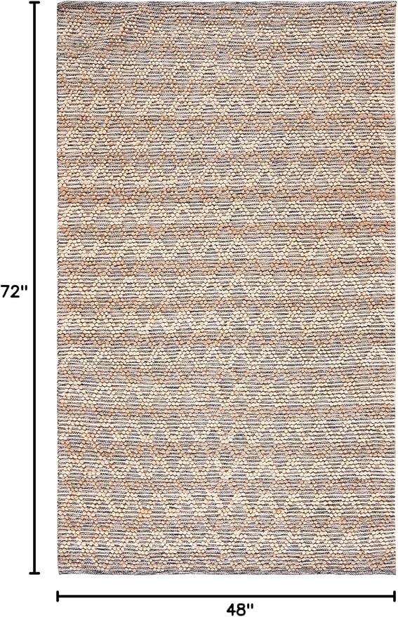 SAFAVIEH Natural Fiber Collection Accent Rug - 4' x 6', Natural & Black, Flat Weave Farmhouse Geometric Jute Design, Ideal for High Traffic Areas in Entryway, Living Room, Bedroom (NF382A)