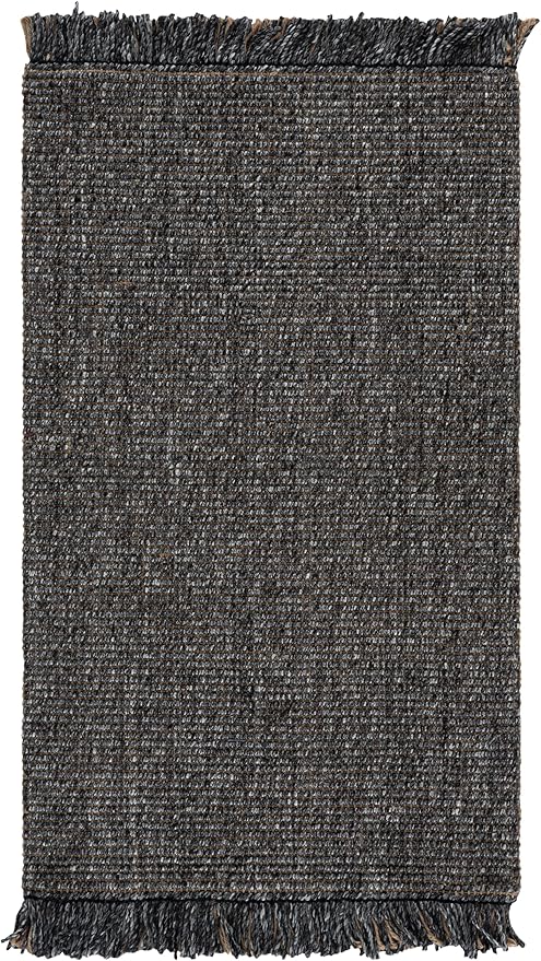 SAFAVIEH Natural Fiber Collection Accent Rug - 3' x 5', Charcoal & Natural, Handmade Woven Fringe Jute, Ideal for High Traffic Areas in Entryway, Living Room, Bedroom (NF826H)
