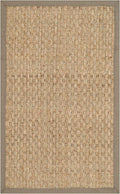 SAFAVIEH Natural Fiber Collection Area Rug - 2'6" x 4', Natural & Grey, Seagrass, Basketweave Pattern with Border (NF114P)