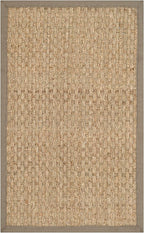 SAFAVIEH Area Rug 2x3 - Natural Fiber Collection - Natural & Grey, Seagrass, Basketweave Pattern with Border (NF114P)