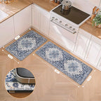 GENIMO Kitchen Mats for Floor 2PCs, Washable Anti Fatigue Mat for Cushioned, 17.3"x47"+17.3"x30", Waterproof Kitchen Rugs, Non Slip Comfort Standing Mat Rug for Home, Sink, Laundry, Soft Blue Violet