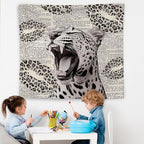WNAGT Retro Trendy Leopard Tapestry Wall Hanging, Cheetah Leopard Room Decor, Vintage Funky Cheetah Print Lips Wall Blanket Decor for Girls Bedroom Dorm Apartment Home, 50x60 Inch