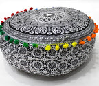 INDIAN CRAFT CASTLE ICC Black Elephant Mandala Barmeri Large Floor Pillow Cover Cushion Meditation Seating Ottoman Throw Cover Hippie Decorative Zipped Bohemian Pouf Ottoman Cases 16" Round
