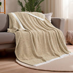 Joiedomi Twin Blanket for Couch Bed, Light Camel Knitted Blankets Gifts for Women Mom Girls, Cozy Cute Soft Throw Home Room Decor Aesthetic for Women Mothers Birthday Gifts 60x80 Inches