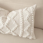 BlissBlush Pure White Decorative Lumbar Pillow Cover 14x36, Boho Long Throw Pillow for Bed, Accent Lumbar Throw Pillow Case, Modern Farmhouse Textured Lumbar Cushion (Cover ONLY)