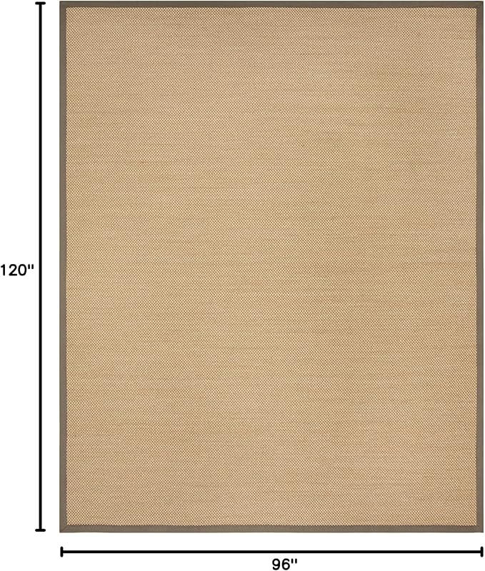 SAFAVIEH Area Rug 8x10 - Natural Fiber Collection - Large - Maize & Grey, Sisal, Woven Design with Border (NF141G)