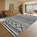 RUGSURE Washable Area Rugs 6' x 9' - 1/6 Thick - Moroccan-Inspired -Stain & Water Resistant Non-Slip - Resistant Rug for Living Room, Bedroom, Nursery, Pet & Child Friendly (Black)