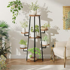HOOBRO Plant Stand Indoor with Grow Lights, 7-Tier Plant Shelf for Multiple Indoor Plants, 47.2” Corner Plant Stand Organizer with Metal Frame, for Living Room, Balcony, Patio, Rustic Brown BF04DHJ01