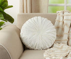 SARO LIFESTYLE Round Velvet Pintucked Poly Filled Throw Pillow (Set of 2)