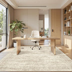 5x7 Area Rugs Beige Low Pile Indoor Washable Trendy Faded Style Rugs for Bedroom Living Room Dining Room Foldable Non-Slip Thin Print Home Office Mat