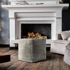 LR Home Transitional Distressed Geometric Gray/Ivory Polyester Blend Cube Pouf for Home Decor | Indoor Foot Rest for Living Room & Bedroom | 18 x 18 x 18 Stuffed Ottoman for Seating