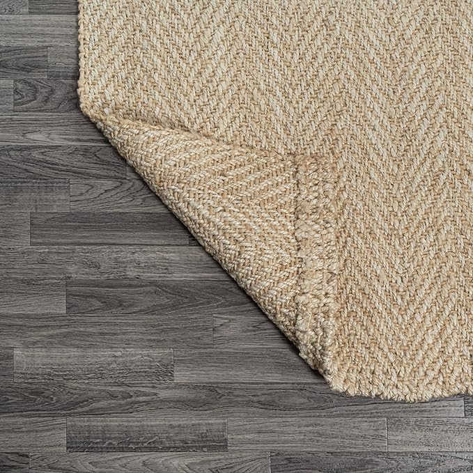 JONATHAN Y Espina Hand Woven Herringbone Chunky Jute Ivory Indoor Area Rug, 8x10, Bohemian, Cottage, Easy-Cleaning for Living Room, Bedroom, Kitchen, Pet Friendly, Non-Shedding (NFR101B-8)
