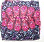 CRAFT KALA Pink Peacock Large Hippie Mandala Meditation Floor Ottoman Pillow Cushion Pouf Cover Square Poufs Bohemian Circle Floor Cushion Case Outdoor Fireplace Living Room Decor Cover 24" Square