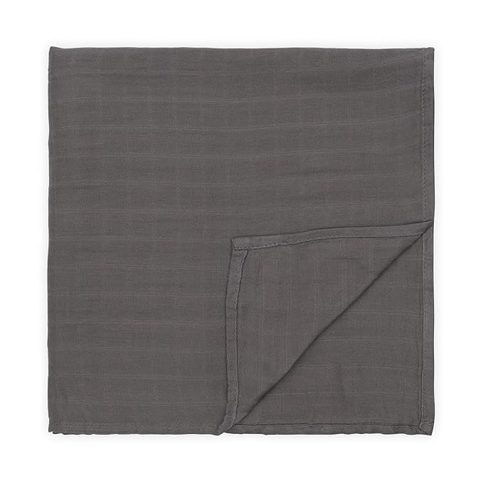 Organic Baby Muslin Swaddle Blankets - Solid Grey and Blue Swaddle Blanket 2 Pack - Soft Organic Cotton and Natural Bamboo Muslin, XLarge and Breathable, 47" X 47"