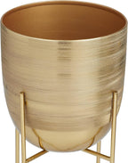 Deco 79 Metal Indoor Outdoor Planter Small Planter Pot with Removable Stand, Set of 2 Planters, 12"H, 9"H, Gold