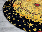 Round Beach Tapestry Turquoise Mandala Throw/Boho Hippie Beach Blanket Roundie/Indian Cotton Bohemian Large Round Table Cloth-Home Decor/Yoga Mat Meditation Picnic Rug (42", Yellow Black)