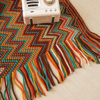 lifein Fall Boho Throw Blanket for Couch - Soft Knitted Farmhouse Bed Throw, Cozy Small Lightweight Blankets&Throws with Tassel for Autumn,Woman,Home Decor,Bed,Chair,Sofa,Gift(Bohemia Red,50 * 60")