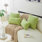 Home Brilliant 20x20 Spring Pillow Covers Set of 2 Throw Pillows Striped Velvet Cushion Cover Decorative Throw Pillows for Chair Couch Bedroom Decor, 50cm, 20 x 20 Inch, Apple Green