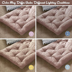 Intelligent Design Edelia Foldable Poly Chenille Light Weight Lounge Floor Pillow Cushion Tufted Seat for Meditation, Game Playing, Yoga, Reading with Travel Wrap, 74x27", Blush