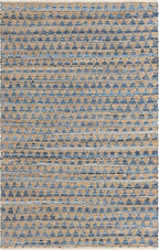 Unique Loom Chindi Jute Collection Area Rug (5' 1" x 8' Rectangle, Navy Blue/ Natural)