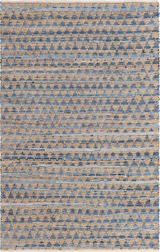Unique Loom Chindi Jute Collection Area Rug (5' 1" x 8' Rectangle, Navy Blue/ Natural)