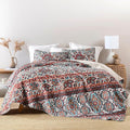 HORIMOTE HOME Boho Quilt Queen Size, Reversible Bohemian Style Twill Strip Floral Quilt Beddding Set, Colorful and Soft Bedspread Full Size Quilt Coverlet for All Season, 2 Pillow Shams (3 Pieces)
