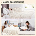 L'AGRATY Chunky Knit Blanket Throw,Soft Chenille Yarn Throw Blanket 50x60，Handmade Cable Knit Crochet Blanket,Large Knit Blankets Chunky Yarn,Rope Knot Throw Blanket for Couch Sofa Bed Home Decor
