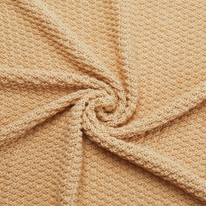Amazon Basics Chunky Cable Knit Throw Blanket for Couch, Sofa, Bed, Lightweight Soft Cozy, 50" x 60", Sand