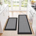 Kitchen Mats, 2PCS Kitchen Rugs for Floor, Cushioned Anti-Fatigue Mats for Kitchen Floor, Non-Slip Standing Desk Mat for Sink, Home, Laundry & Office, 17.3"x30"+17.3"x47" (Black)