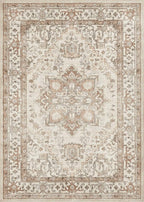 Washable Rug 10x12 Area Rugs: Boho Vintage Distressed Oriental Medallion Neutral Thin Large Rug Carpet for Living Room Bedroom Dining Room Home Office Decor - Beige