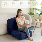 HIGOGOGO 8" Extra Thick Floor Pillow Cushion for Adults, Meditation Cushion Pillow, Large Square Floor Sitting, Tufted Corduroy Cover, for Tatami Living Room or Yoga, 22x22 Inch, Navy