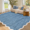 GarveeHome Scalloped Area Rug 4x6 Washable Rug Modern Traditional Floor Cover Foldable Soft Retro Entryway Rug Indoor Distressed Non Slip Carpet Floral Print Mat Bedroom Living Room Bathroom, 4'x6'