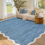 GarveeHome Scalloped Area Rug 4x6 Washable Rug Modern Traditional Floor Cover Foldable Soft Retro Entryway Rug Indoor Distressed Non Slip Carpet Floral Print Mat Bedroom Living Room Bathroom, 4'x6'