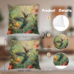 Vintage William Morris Hummingbird Pillow Cover 18x18,Rustic Green Hummingbird Bird Animal Floral Botanical Print Decorative Throw Pillow Covers for Home Bedroom Living Room