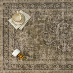 4x6 Washable Area Rug Brown Vintage Distressed Rug for Office Oriental Soft Thin Indoor Retro Carpet Non Slip Low Pile Floor Cover for Living Ding Room Bedroom Laundry