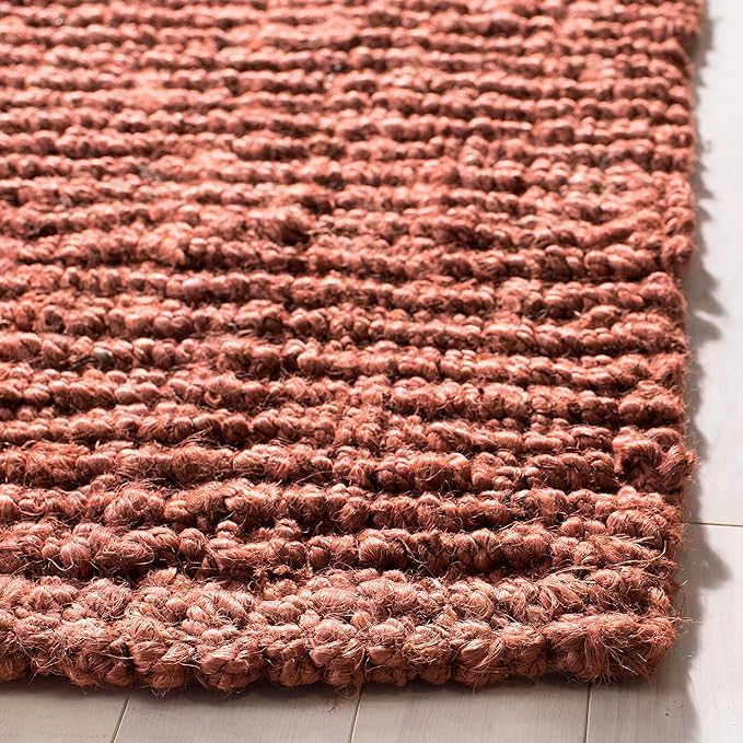 SAFAVIEH Natural Fiber Collection Runner Rug - 2'6" x 16', Rust, Handmade Jute, Farmhouse Style, Chunky Textured Thick Pile (NF447C)