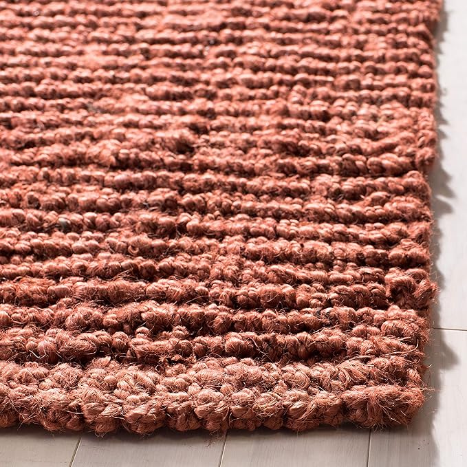 SAFAVIEH Area Rug 4x6 - Natural Fiber Collection - Rust, Handmade Jute, Farmhouse Style, Chunky Textured Thick Pile (NF447C)