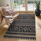 Lahome Easy Jute Boho Area Rugs for Entryway, Washable Rugs 3x5 for Kitchen, Small Non-Slip Indoor Outdoor Carpet, Western Geometric Print Front Door Carpet for Patio Balcony