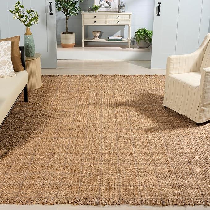 SAFAVIEH Area Rug 8x10 - Natural Fiber Collection - Large - Natural, Handmade Jute, Ideal for Living Room, Bedroom, Dining Space (NF602A)