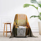 Boho Couch Cover - Hippie Chenille Jacquard Bohemian Chair Couch Sofa and Bed Furniture Cover with Colorful Tribal Pattern (Green, 87" x 102")