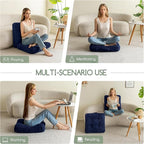 HIGOGOGO Floor Pillow Cushion for Adults, Meditation Cushion Pillow, Large Square Floor Sitting, Tufted Corduroy Cover, for Tatami Living Room or Yoga, 22x22 Inch, 2Pack, Navy