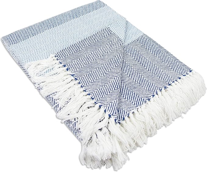 DII Diamond Stitch Woven Throw, Organic Modern, 50 x 60, Aqua