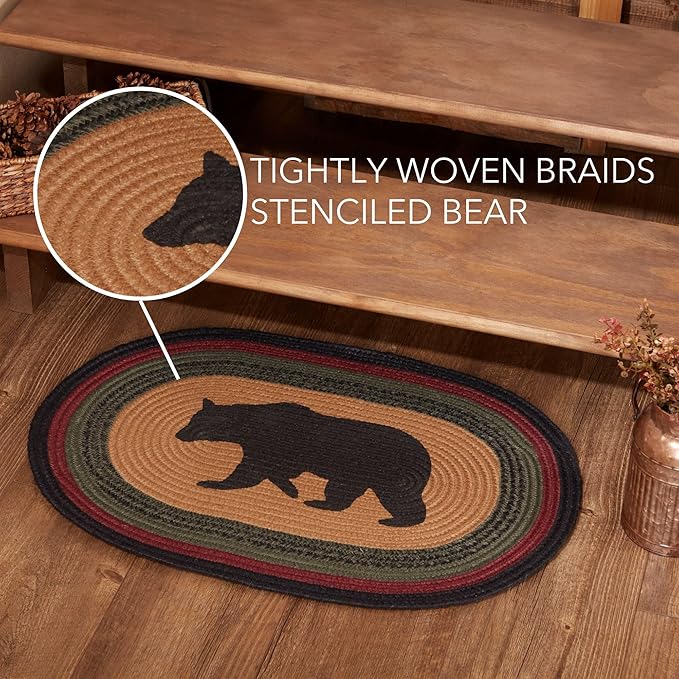 VHC Brands Wyatt Stenciled Bear Jute Rug Rect w/Pad 20x30
