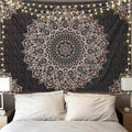 Edeesky Black Mandala Tapestry Wall Hanging Psychedelic Wall Tapestry Aesthetic Indian Hippie Decor Bohemian Art Boho Home Decoration for Bedroom,Living Room,Dorm