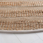 SAFAVIEH Natural Fiber Collection 7' Round Ivory/Natural NFB654A Handmade Boho Farmhouse Rustic Jute & Cotton Jute Area Rug