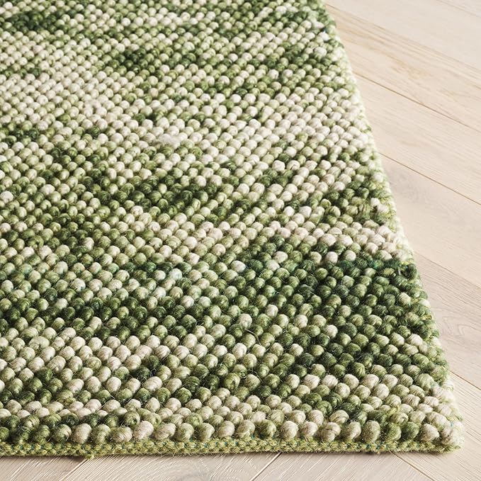 SAFAVIEH Area Rug 4x6 - Natura Collection - Green & Ivory, Handmade Wool Blend, Textured Design, Ideal for Living Room, Bedroom, Dining Space (NAT425Y)