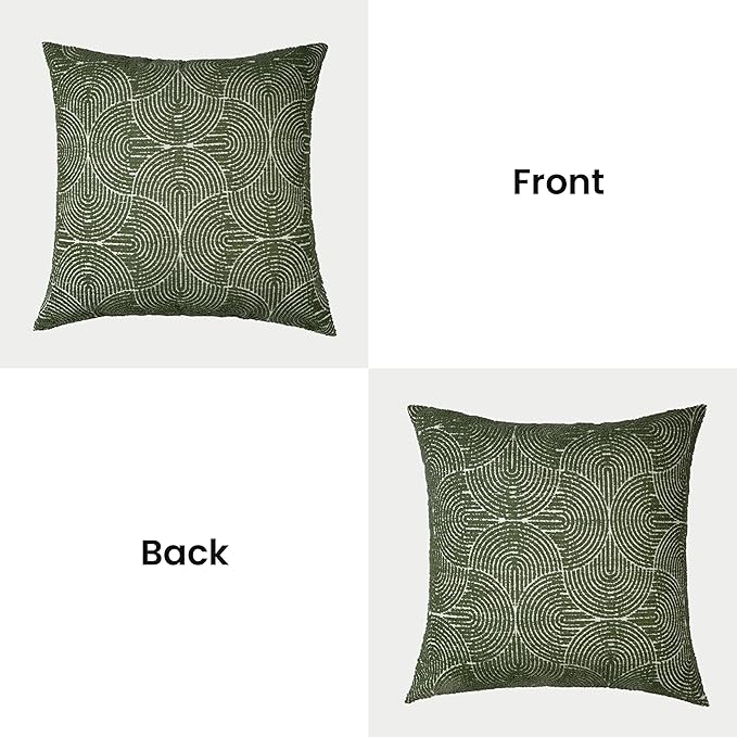 AELS Boho Decorative Textured Throw Pillow Covers 26x26, Modern Mid Century Rainbow Tufted Pillow Case, Farmhouse Rustic Geometric Woven Cushion Case for Bed Couch Sofa, Olive Green
