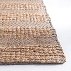 SAFAVIEH Natural Fiber Collection Area Rug - 6' x 9', Grey & Natural, Handmade Boho Farmhouse Rustic Jute & Cotton Jute, Ideal for High Traffic Areas in Living Room, Bedroom (NFB654F)