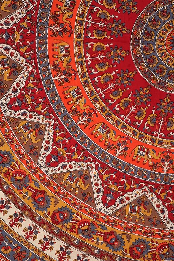 Popular Handicrafts Wall Hanging Tapstry for Bedroom Hippie Psychedelic Mandala Bohemian Hippy Intricate Floral Design Indian Tapestries Bedspread 54x84 Inches (140cmx215cm) Red